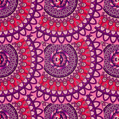 Ornate floral seamless texture, endless pattern with vintage mandala elements.