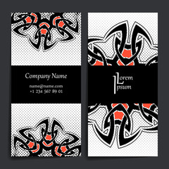 Set of vector design templates. Business card with floral circle ornament. Mandala style.