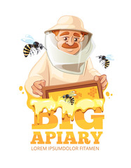 Emblem of Man beekeeer in costume.