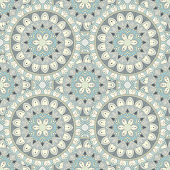 Ornate floral seamless texture, endless pattern with flowers looks like retro snowflakes or snowfall.