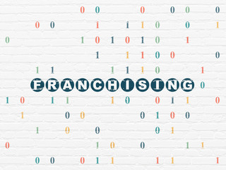 Business concept: Franchising on wall background
