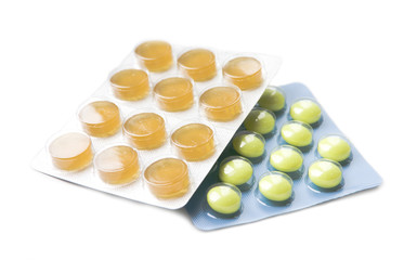 Pills on a white background