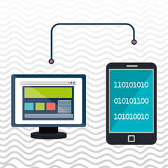 pc screen smartphone data binary vector illustration eps 10