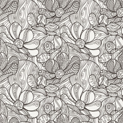 Vector Seamless Floral Zentangle Pattern.