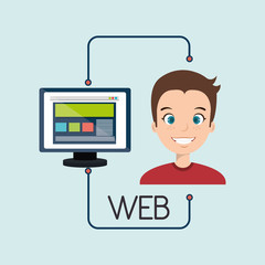 man cartoon web page vector illustration eps 10