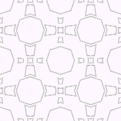 Seamless pattern with symmetric ornament. Geometric figures abstract on white background. Ethnic and tribal motifs.