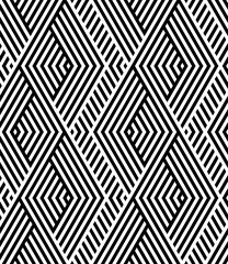 Vector seamless texture. Modern abstract background. Monochrome geometrical pattern with repeating diamonds on a background of oblique strips.