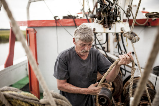 Commercial fisherman at work