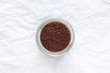 Instant coffee in glass bottles