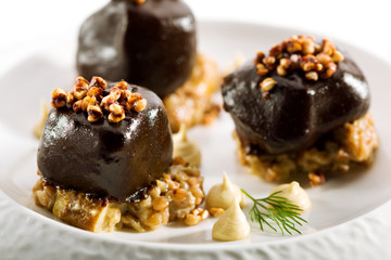 Glazed Veal Slice with Buckwheat and Mushroom
