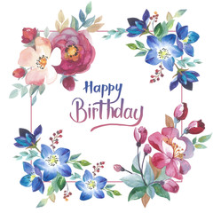 Wildflower rose flower frame in a watercolor style isolated. Full name of the plant: rose, hulthemia, rosa. Aquarelle flower could be used for background, texture, wrapper pattern, frame or border.