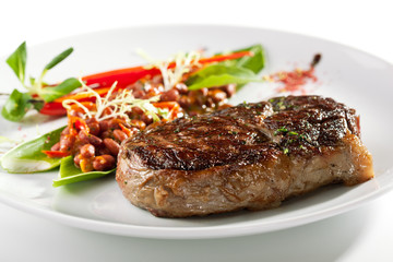 Beef Steak with Red Bean Garnish