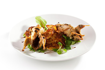 Quail with Potato Pancake