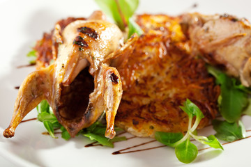 Quail with Potato Pancake