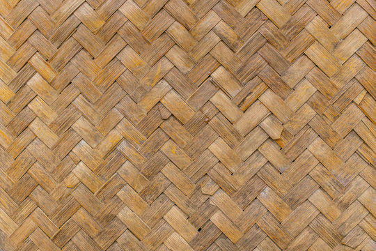 Old Thai handcraft of bamboo weave pattern for background texture