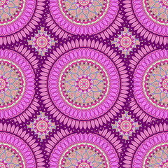 Ornate floral seamless texture, endless pattern with vintage mandala elements.