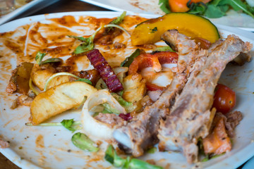 Colorful steak dish after food on the table
