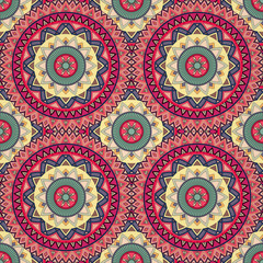 Ornate floral seamless texture, endless pattern with vintage mandala elements.
