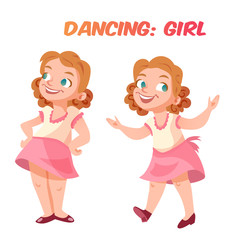 Dancing cute girl vector illustration