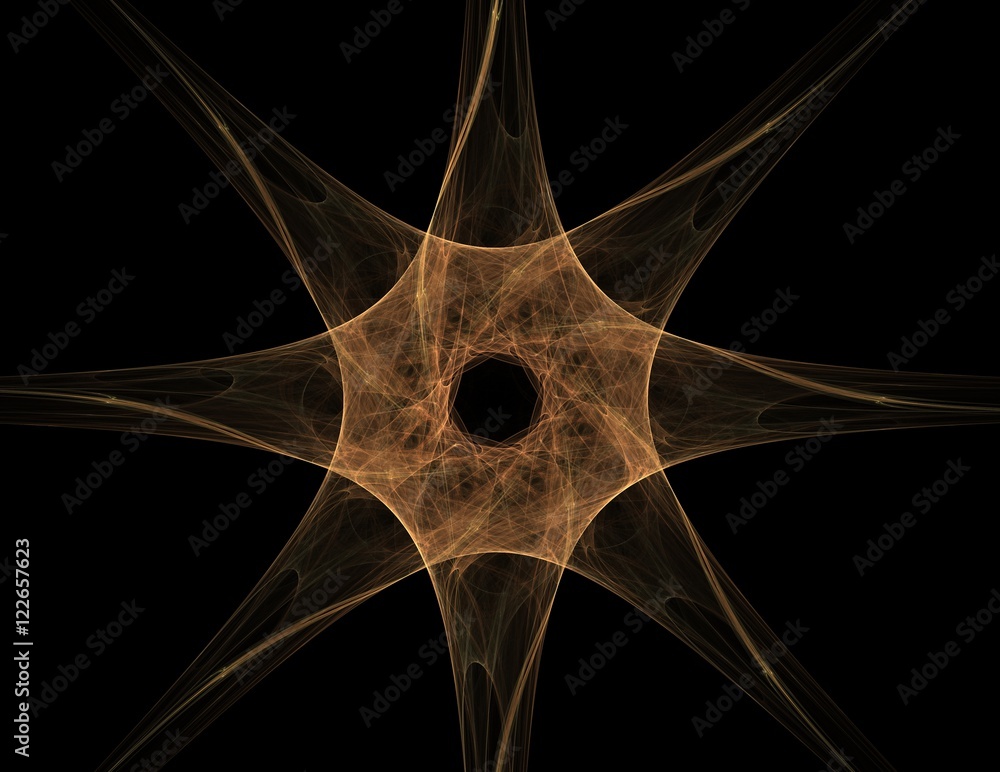 Poster particles of abstract fractal forms on the subject of nuclear physics science and graphic design. ge