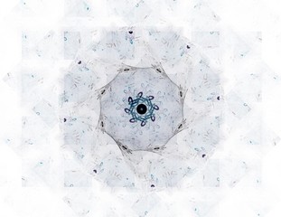 Particles of abstract fractal forms on the subject of nuclear physics science and graphic design. Geometry sacred futuristic