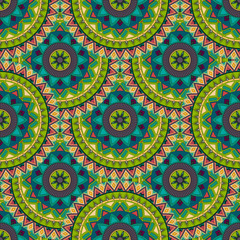 Ornate floral seamless texture, endless pattern with vintage mandala elements.