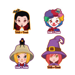 Set of Halloween character badges