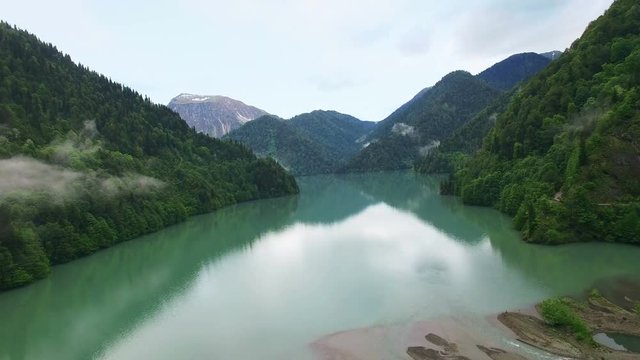 Aerial view above Caucasus mountain in Abkhazia