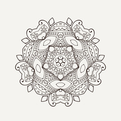 Vector mandala. Mehndi lace tattoo. Oriental weave.