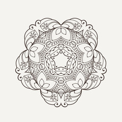 Vector mandala. Mehndi lace tattoo. Oriental weave.