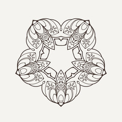 Vector mandala. Mehndi lace tattoo. Oriental weave.
