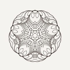 Vector mandala. Mehndi lace tattoo. Oriental weave.