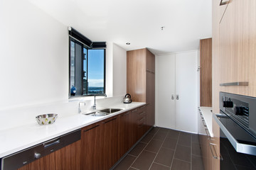 Modern gourmet kitchen interior. spacious great room
