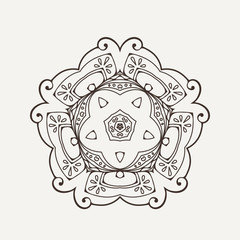 Vector mandala. Mehndi lace tattoo. Oriental weave.