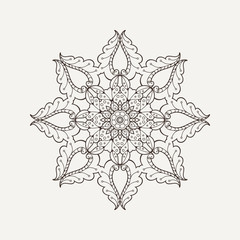 Vector mandala. Mehndi lace tattoo. Oriental weave.