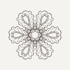 Vector mandala. Mehndi lace tattoo. Oriental weave.
