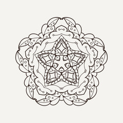 Vector mandala. Mehndi lace tattoo. Oriental weave.
