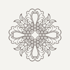 Vector mandala. Mehndi lace tattoo. Oriental weave.