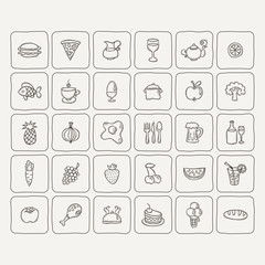Set of food and drinks icons for restaurant, commercial, mobile and web.