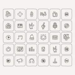 Set of Music Doodle Icons.