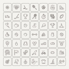 Set of Fitness and Sport doodle icons for web and mobile.