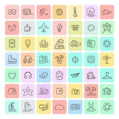 Set of Doodle Travel Icons.