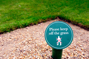 Forbidden sign, Please keep off the grass