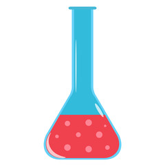 Flat vector image of chemical laboratory glassware with red liquid inside