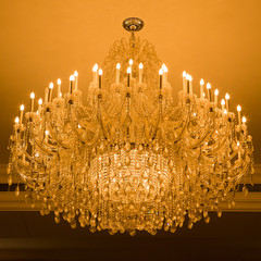 shot of Home interiors Chandelier on ceiling