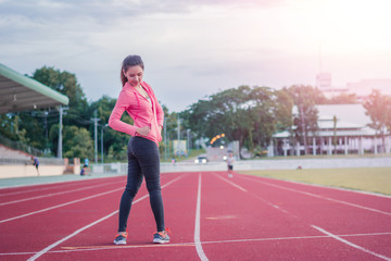 Fototapeta premium Beautiful woman fitness sunrise jogging workout wellness concept.