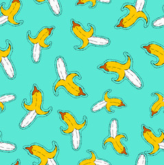 Hand drawn banana patch seamless pattern