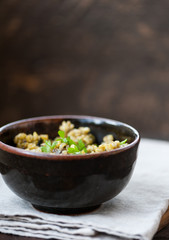 Risotto with brown rice, mushrooms and turmeric
