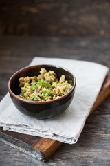 Risotto with brown rice, mushrooms and turmeric