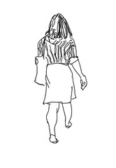 woman walking marker sketch isolated